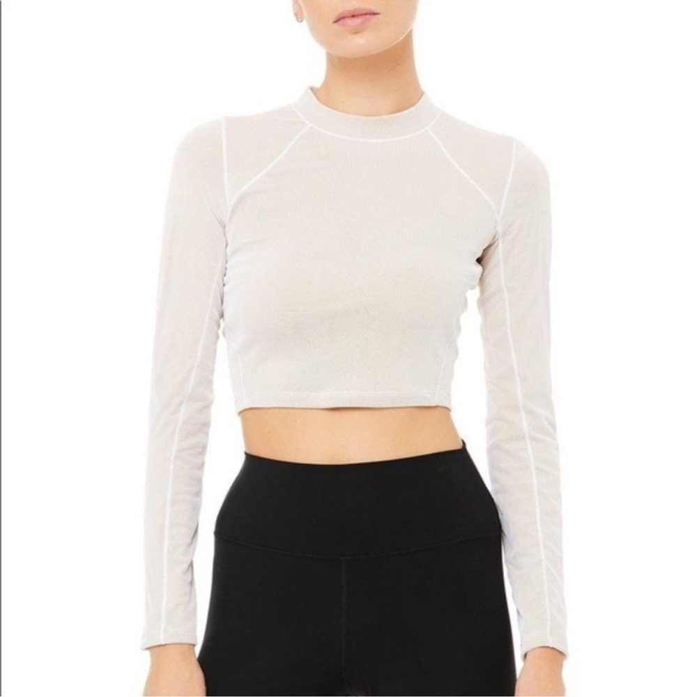NWOT Alo Mesh Cropped Long Sleeve Top